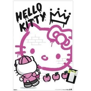 Sanrio Hello Kitty Pink and Black Graffiti Poster